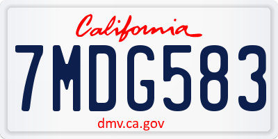 CA license plate 7MDG583