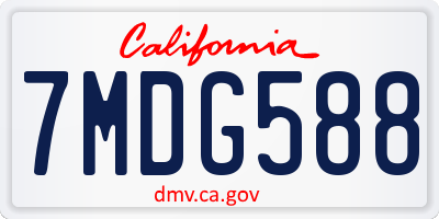 CA license plate 7MDG588