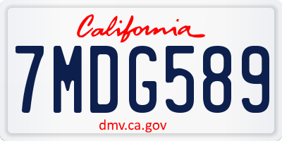 CA license plate 7MDG589