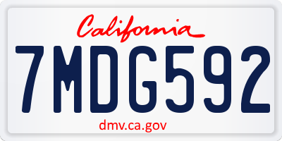 CA license plate 7MDG592