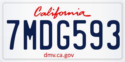 CA license plate 7MDG593