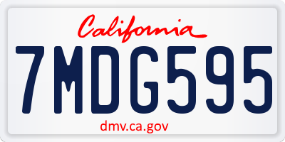 CA license plate 7MDG595