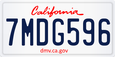 CA license plate 7MDG596