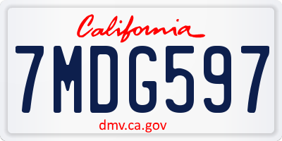 CA license plate 7MDG597