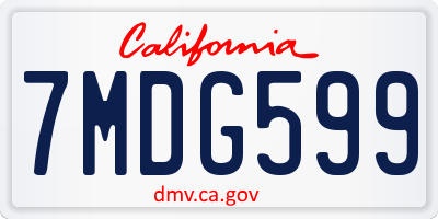 CA license plate 7MDG599