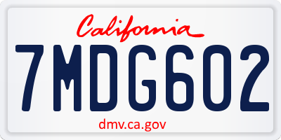 CA license plate 7MDG602