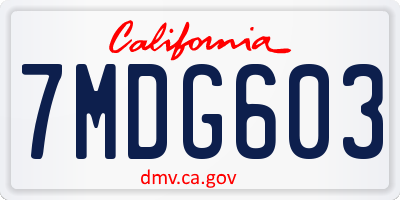 CA license plate 7MDG603