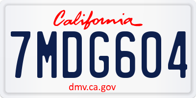 CA license plate 7MDG604