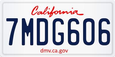 CA license plate 7MDG606