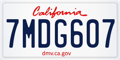 CA license plate 7MDG607