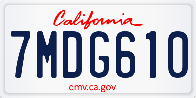 CA license plate 7MDG610