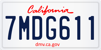CA license plate 7MDG611