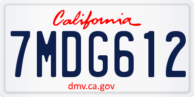 CA license plate 7MDG612