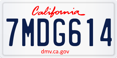 CA license plate 7MDG614