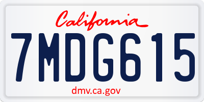 CA license plate 7MDG615