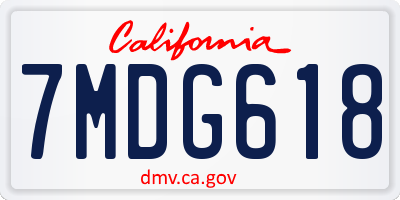 CA license plate 7MDG618