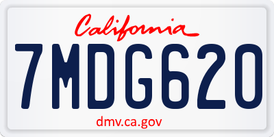 CA license plate 7MDG620