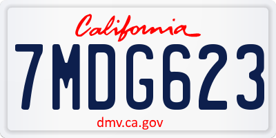 CA license plate 7MDG623