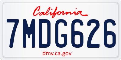 CA license plate 7MDG626