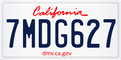 CA license plate 7MDG627