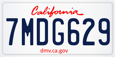 CA license plate 7MDG629