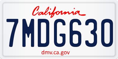 CA license plate 7MDG630