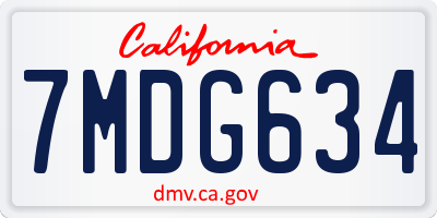 CA license plate 7MDG634