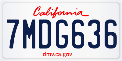 CA license plate 7MDG636