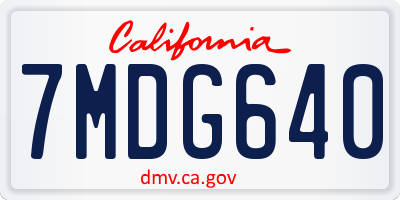 CA license plate 7MDG640