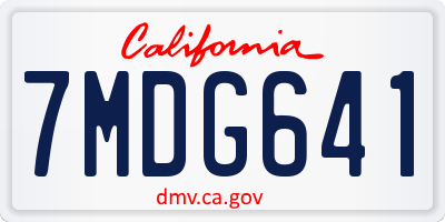 CA license plate 7MDG641