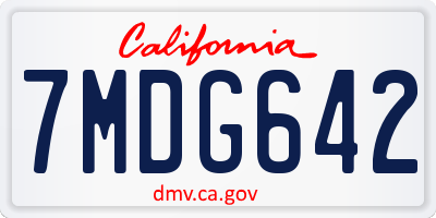 CA license plate 7MDG642