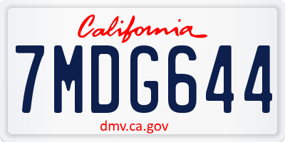 CA license plate 7MDG644