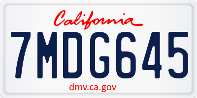 CA license plate 7MDG645