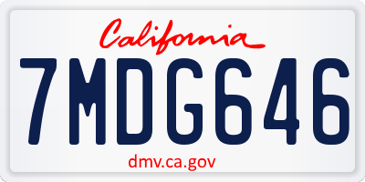 CA license plate 7MDG646