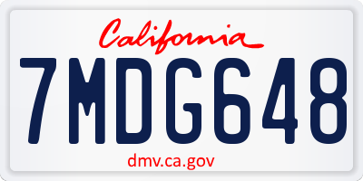 CA license plate 7MDG648