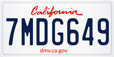 CA license plate 7MDG649