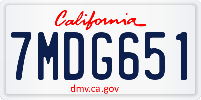 CA license plate 7MDG651