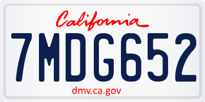 CA license plate 7MDG652