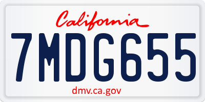 CA license plate 7MDG655