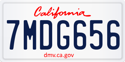 CA license plate 7MDG656