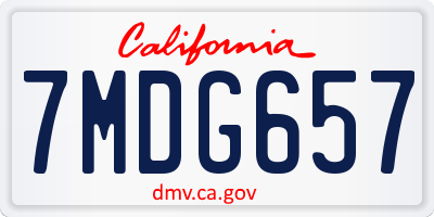 CA license plate 7MDG657