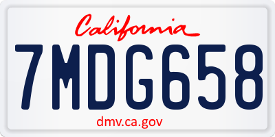 CA license plate 7MDG658