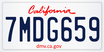 CA license plate 7MDG659