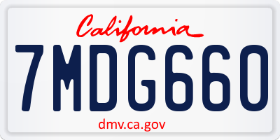 CA license plate 7MDG660