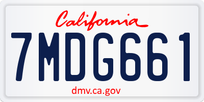 CA license plate 7MDG661