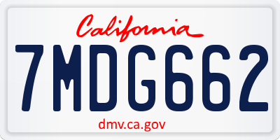 CA license plate 7MDG662