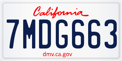 CA license plate 7MDG663