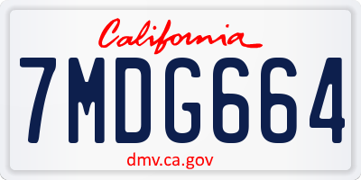 CA license plate 7MDG664