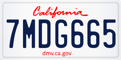 CA license plate 7MDG665