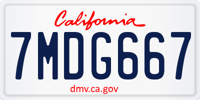 CA license plate 7MDG667